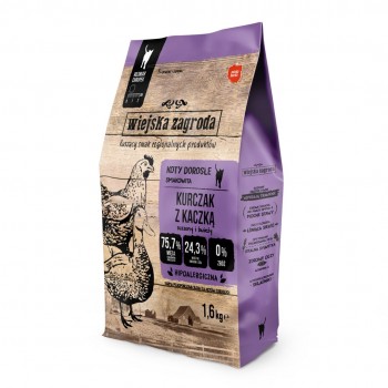 WIEJSKA ZAGRODA Chicken with duck - dry cat food - 1,6kg