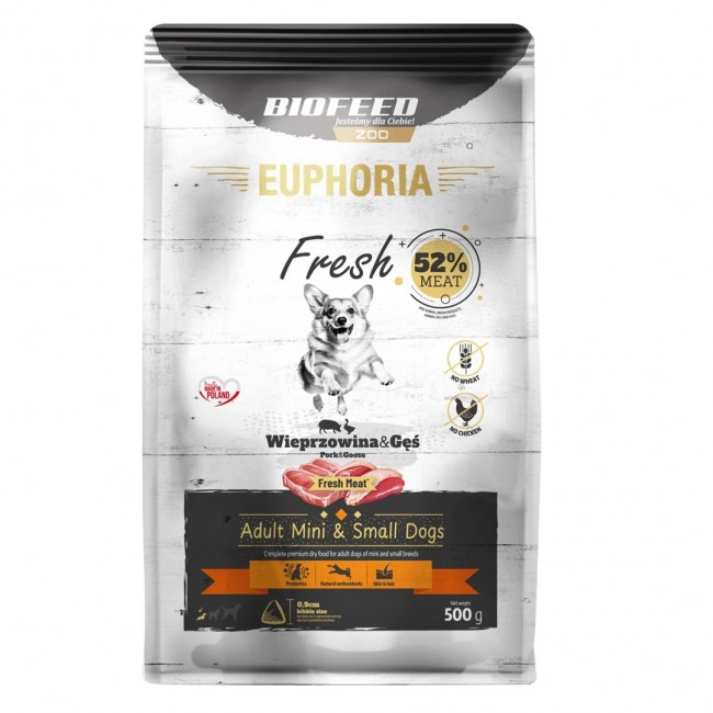 BIOFEED Euphoria Fresh Adult Pork and goose XS/S - dry dog food - 500g BIOFEED Euphoria Fresh Adult Pork and goose XS/S - dry dog food - 500g