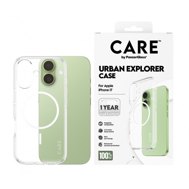 PanzerGlass CARE by Urban Explorer Case Transparent w. White MagSafe iPhone 17