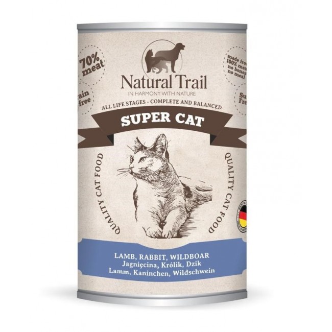 NATURAL TRAIL Super Cat Lamb, rabbit, wild boar - wet cat food - 400g NATURAL TRAIL Super Cat Lamb, rabbit, wild boar - wet cat food - 400g