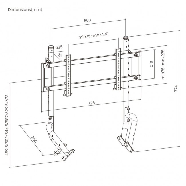 Oplite OP-R8-SMSB monitor mount / stand 144.8 cm (57