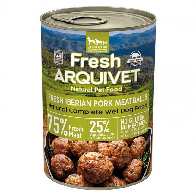 ARQUIVET Fresh Iberian Pork Meatballs - wet dog food - 400g