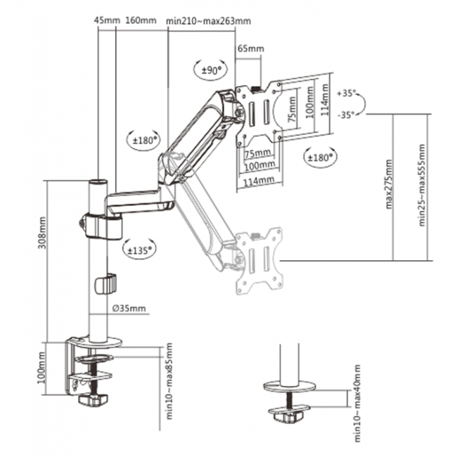 Gembird MA-DA1P-01 Adjustable desk display mounting arm, 17 -32 , up to 9 kg Gembird MA-DA1P-01 Adjustable desk display mounting arm, 17 -32 , up to 9 kg