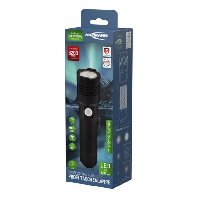 Ansmann Pro 3000R Black Hand flashlight LED Ansmann Pro 3000R Black Hand flashlight LED
