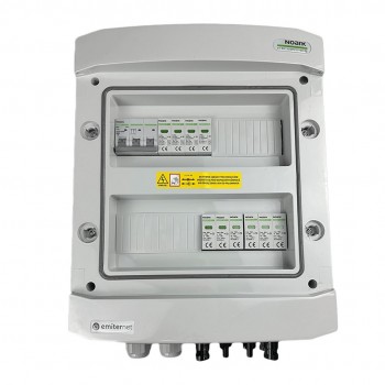 Switchgear attached DCAC hermetic IP65 EMITTER with Noark 1000V type 2 DC surge arrester, 2 x PV string, 2 x MPPT // og. AC Noark Type 2, 10A 3-F