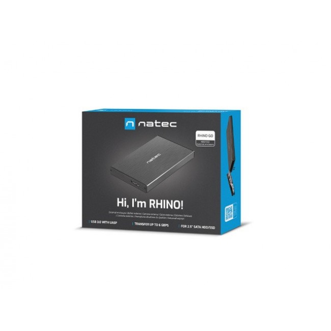 NATEC RHINO GO enclosure USB 3.0 for 2.5'' SATA HDD/SSD, black Aluminum