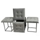 Puff-transformer 5in1 - 5 stools in 1 pouffe grey velvet