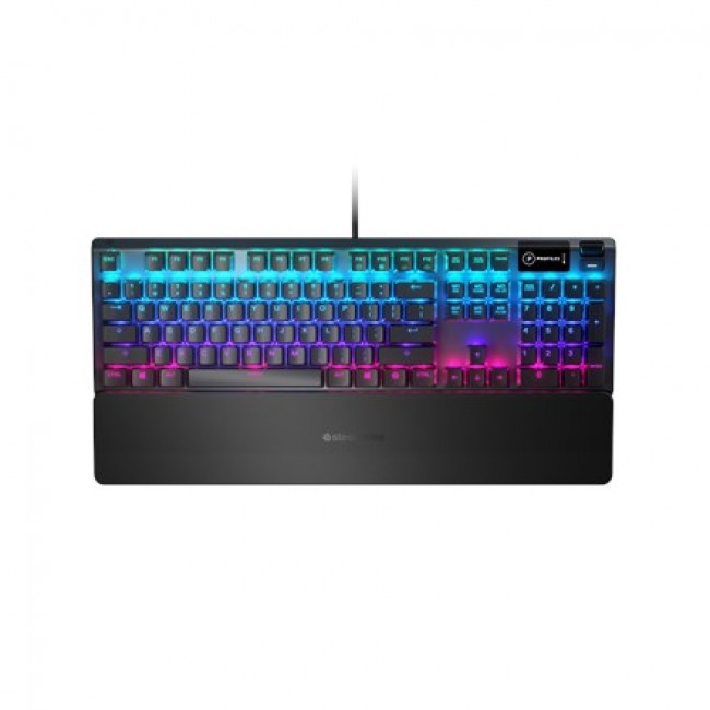 SteelSeries Apex 5 Gaming Keyboard, US Layout, Wired, Black SteelSeries Apex 5 Gaming keyboard Hybrid blue mechanical gaming switches guaranteed for 20 million keypresses, OLED Smart Display displays profiles, game info, Discord messages, and more, Aircra