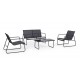 Extralink BLACK FOREST ZESTAW MEBLI OGRODOWYCH TEKSTYLEN DWA KRZESLA + LEZANKA + STOLIK ROZKLADANY CZARNY L-0358 outdoor furniture set