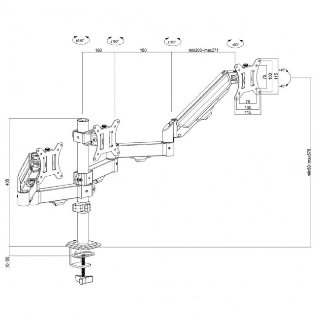 Maclean 3 monitor mount, gas spring, 17 Maclean 3 monitor mount, gas spring, 17