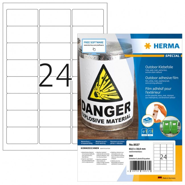 HERMA 9537 self-adhesive label Rectangle White 960 pc(s) HERMA 9537 self-adhesive label Rectangle White 960 pc(s)