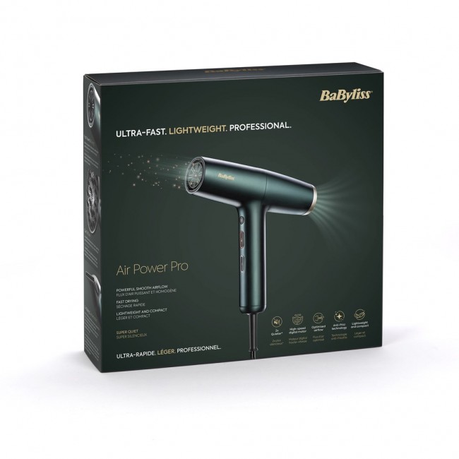 BaByliss Air Power Pro hair dryer 1700 W Gold, Green BaByliss Air Power Pro hair dryer 1700 W Gold, Green