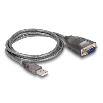 DeLOCK Adapter USB 2.0 Type-A to 1 x Serial RS-232 D-Sub 9 pin male with nuts with 3 x LED 1 m