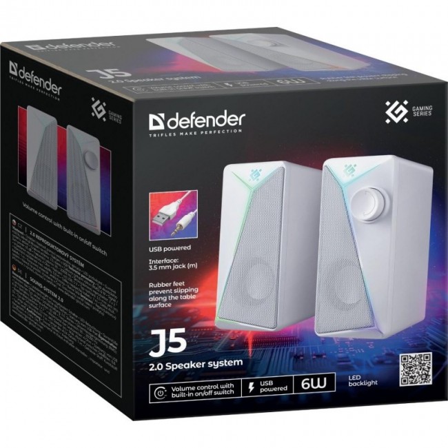 DEFENDER J5 2.0 6 W LED USB speakers white DEFENDER J5 2.0 6 W LED USB speakers white