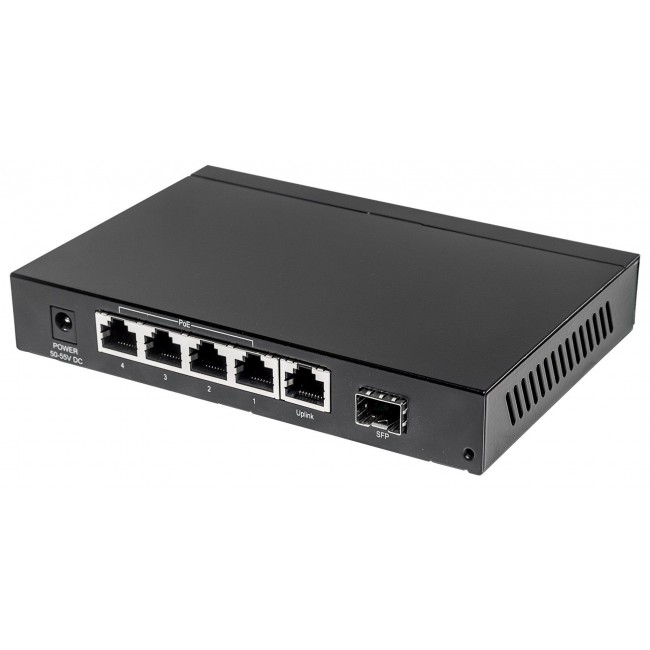 Intellinet 5-Port Gigabit Ethernet PoE+ Switch with SFP Combo Port, 4 x PSE Ports, IEEE 802.3at/af Power over Ethernet (PoE+/PoE) Compliant, 80 W, Desktop (Euro 2-pin plug) Intellinet 5-Port Gigabit Ethernet PoE+ Switch with SFP Combo Port, 4 x PSE Ports, IEEE 802.3at/af Power over Ethernet (PoE+/PoE) Compliant, 80 W, Desktop (Euro 2-pin plug)