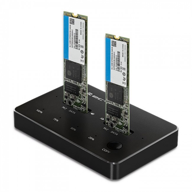 Qoltec 2x SSD M.2 SATA Disk Docking Station | NGFF | USB Type-C