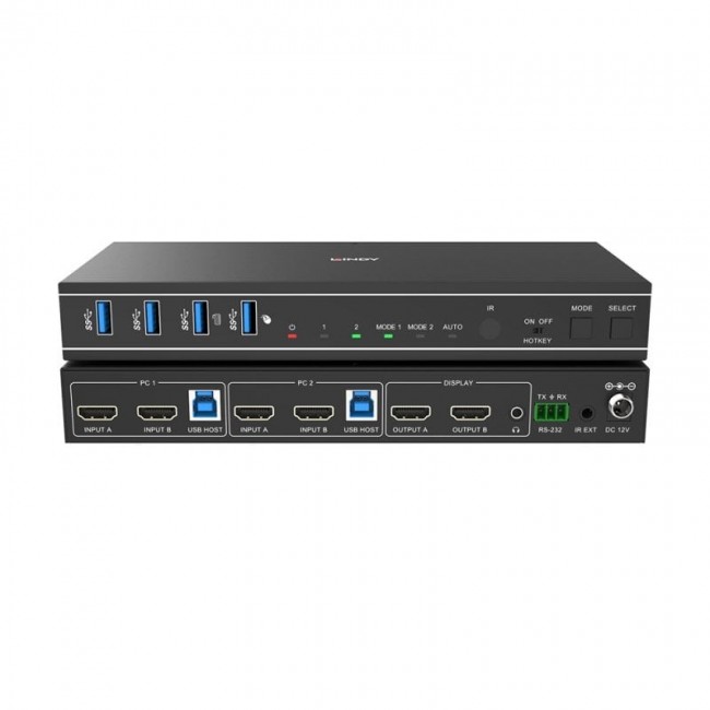 Lindy 2 Port Dual Head HDMI 4K60, USB 3.0 KVM Switch Lindy 2 Port Dual Head HDMI 4K60, USB 3.0 KVM Switch