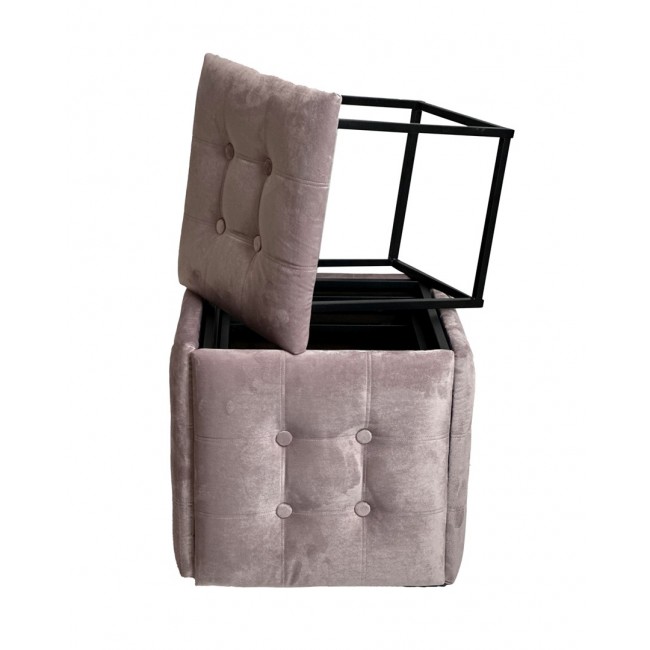 Puff-transformer 5in1 - 5 stools in 1 pouffe powder pink velvet 2269