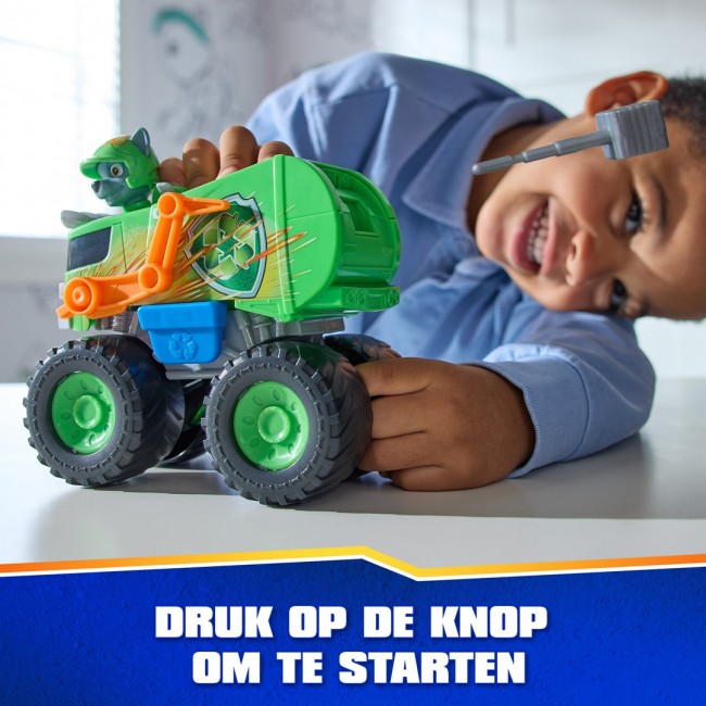 PAW Patrol : Rescue Wheels Rocky s Recycle Truck, Toy Truck with Projectile Launcher and Collectible Action Figure, Kids Toys for Boys & Girls Ages 3+