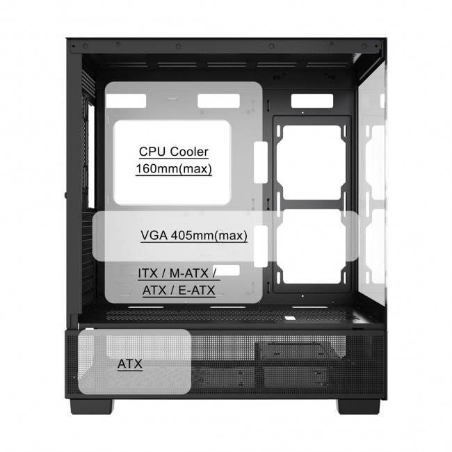 Gembird Gaming case Fornax X550 aquarium type, ATX, 2x USB 3.2 + 1x USB type-C, black Gembird Gaming case Fornax X550 aquarium type, ATX, 2x USB 3.2 + 1x USB type-C, black
