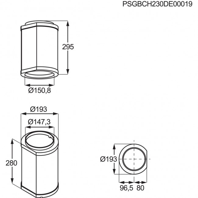 Electrolux M8CKSL28 Cooker hood extension tube