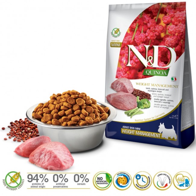 FARMINA N&D Quinoa Dog Weight Management Lamb Adult Mini - dry dog food - 2.5 kg
