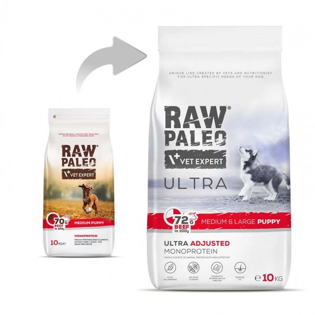 RAW PALEO Ultra Medium&Large Puppy Beef - dry food for puppies - 10 kg RAW PALEO Ultra Medium&Large Puppy Beef - dry food for puppies - 10 kg