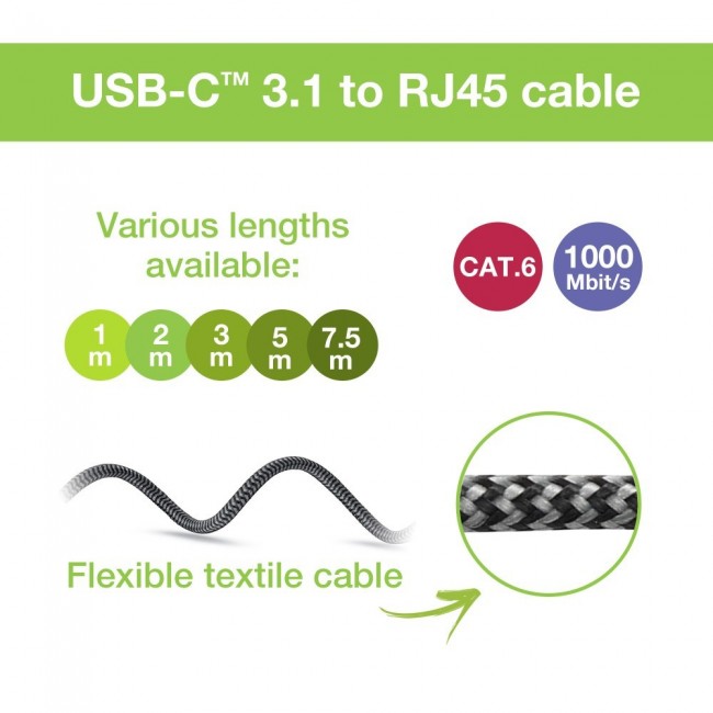 Techly ICOC U3C-RJ45-010 networking cable Silver, Black 1 m Cat6 F/UTP (FTP)