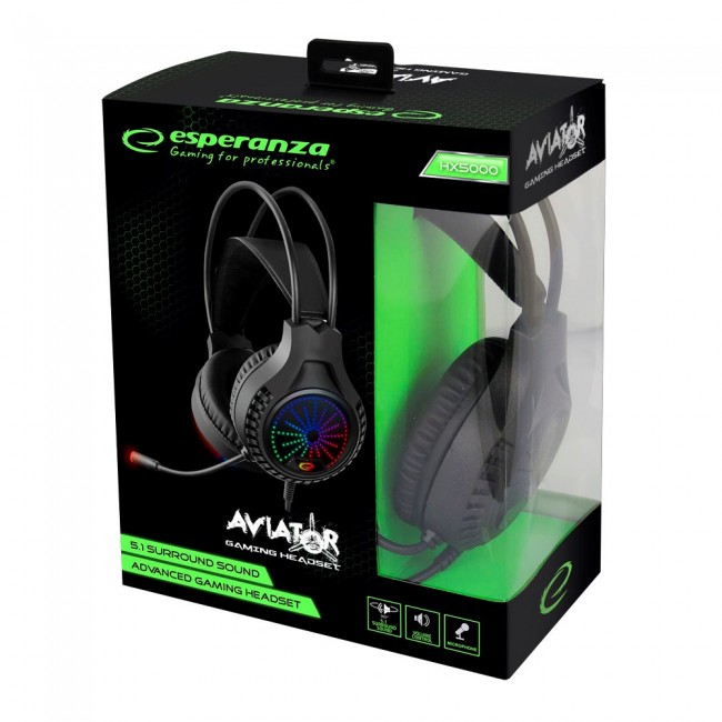 Esperanza EGH5000 Headphones with microphone Headband Black Esperanza EGH5000 Headphones with microphone Headband Black