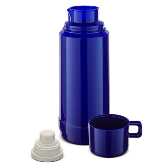 ROTPUNKT Glass vacuum flask, capacity 1.0 l, hyperblue (navy blue)