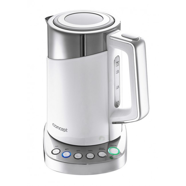 Concept RK3170 electric kettle 1.7 L 2200 W Stainless steel, White Concept RK3170 electric kettle 1.7 L 2200 W Stainless steel, White