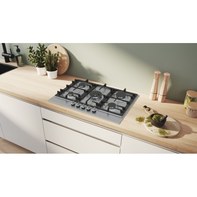 Bosch Serie 6 PCQ7A5I90 hob Stainless steel Built-in 75 cm Gas 5 zone(s) Bosch Serie 6 PCQ7A5I90 hob Stainless steel Built-in 75 cm Gas 5 zone(s)
