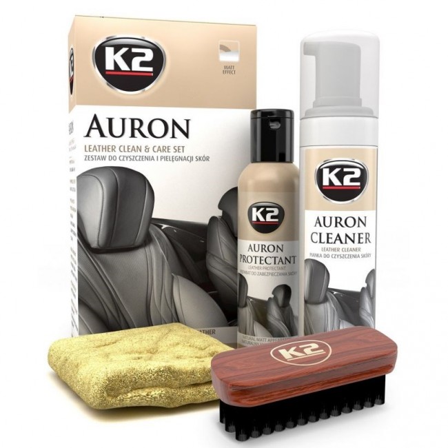 K2 AURON kit (Auron Cleaner+Auron Protectant+Auron Brush + microfibre) - leather cleaning and care kit
