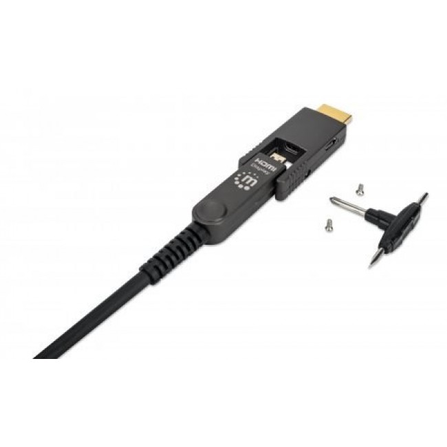 Manhattan HDMI to Micro HDMI Plenum-Rated Cable, 4K@60Hz (Premium High Speed), 70m, Active, Detachable HDMI Male (Type A), Male to Male, Black, Gold Plated Contacts, Lifetime Warranty Manhattan HDMI to Micro HDMI Plenum-Rated Cable, 4K@60Hz (Premium High Speed), 70m, Active, Detachable HDMI Male (Type A), Male to Male, Black, Gold Plated Contacts, Lifetime Warranty