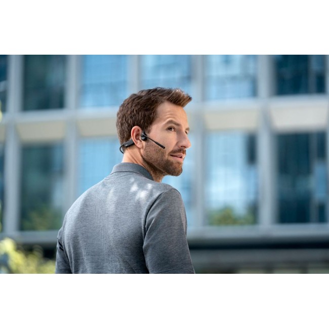 SHOKZ OpenComm2 2025 Upgrade Wireless Bluetooth Bone Conduction Videoconferencing Headset with USB-C Charging Port | 16 Hr Talk Time, 29m Wireless Range, 1 Hr Charge Time | Includes Noise Cancelling Boom Mic, Black