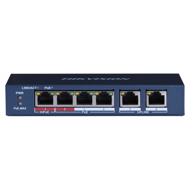 Hikvision DS-3E0106HP-E Network Links Unmanaged Fast Ethernet (10/100) PoE Support Blue