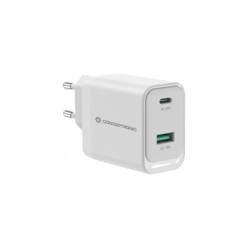 Conceptronic ALTHEA20W45 2-Port 45W GaN USB PD Charger, USB-C x 1, USB-A x 1, QC 3.0, PPS, PD 3.0