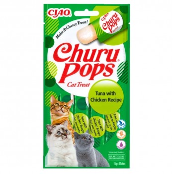 INABA Cat Churu Pops Tuna with chicken - cat treats - 4x15g