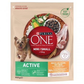PURINA One Mini/Small Active Rich in chicken with rice - dry dog food - 800g