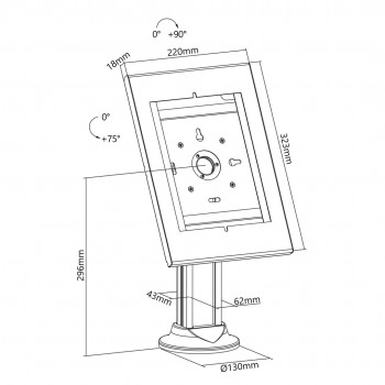 Maclean Tablet Holder Stand, Desktop Lock, W - 9.7