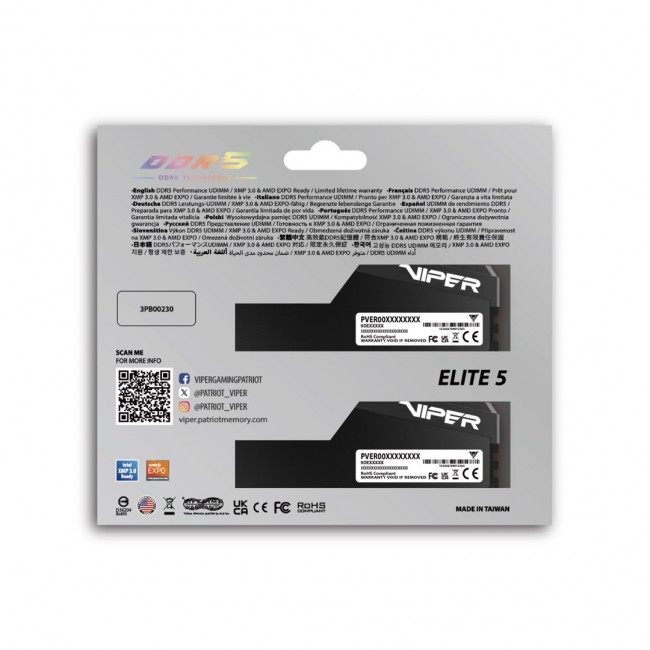 Patriot Viper Elite5 Ultra DDR5 64 GB (2x32GB) 6000MHz CL28 (VEU564G6028K)