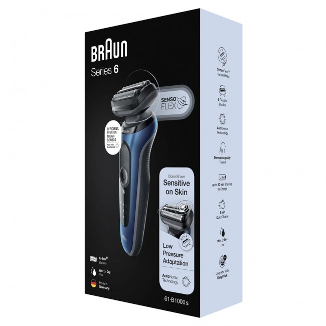 Braun Series 6 61-B1000s Foil shaver Black, Blue Braun Series 6 61-B1000s Foil shaver Black, Blue