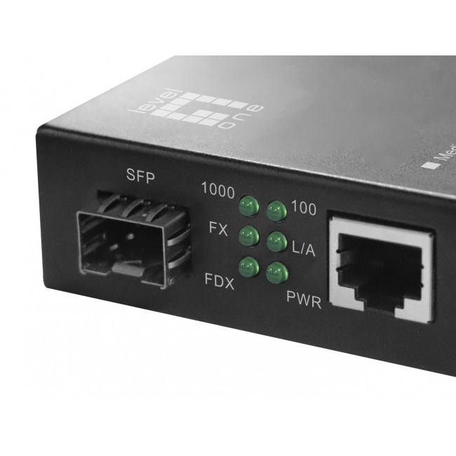 LevelOne RJ45 to SFP Gigabit Media Converter, PoE PSE