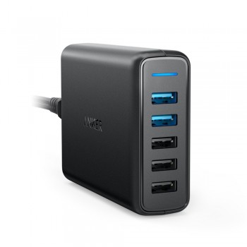 Anker PowerPort Speed 5, 63W 5 Port USB Charger, Power Adapters with Quick Charge 3.0