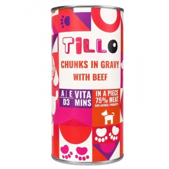 TILLO Chunks in gravy Beef - wet dog food - 1250g