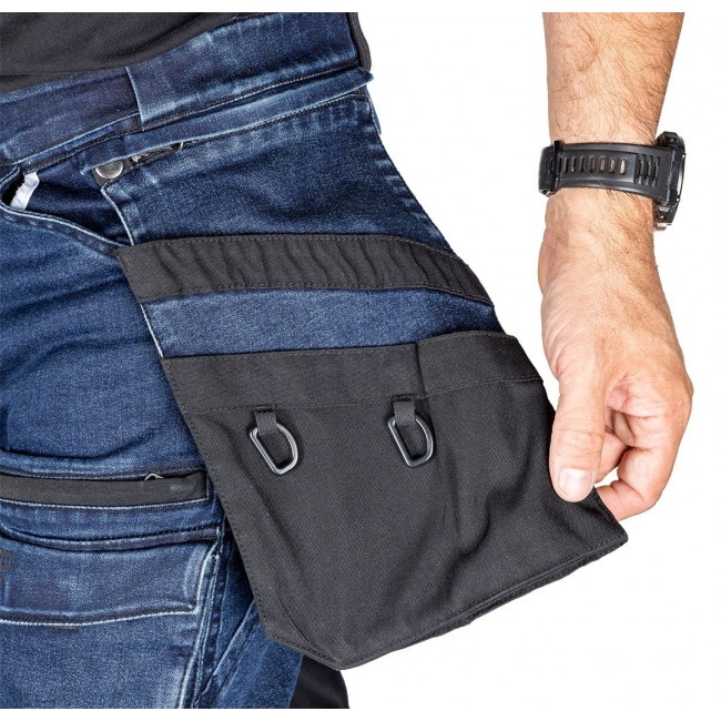 NEO TOOLS DENIM Work Trousers, Cordura Reinforcements, Detachable Holster Pockets, Navy Blue, Size M/50