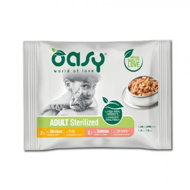 OASY Chunks in gravy Multipack Sterilized selection - wet cat food - 4x85g