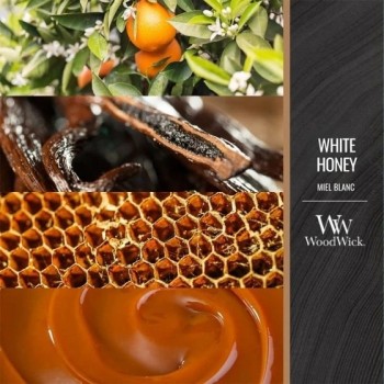 Scented Candle, Medium WOODWICK White Honey 275 g, 1 piece