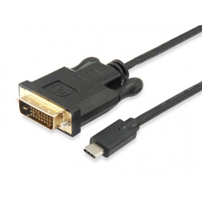 Equip Adapter USB-C - DVI-D (24+1) 1920x1200/60Hz 1.80m sw Polybeutel Equip Adapter USB-C - DVI-D (24+1) 1920x1200/60Hz 1.80m sw Polybeutel