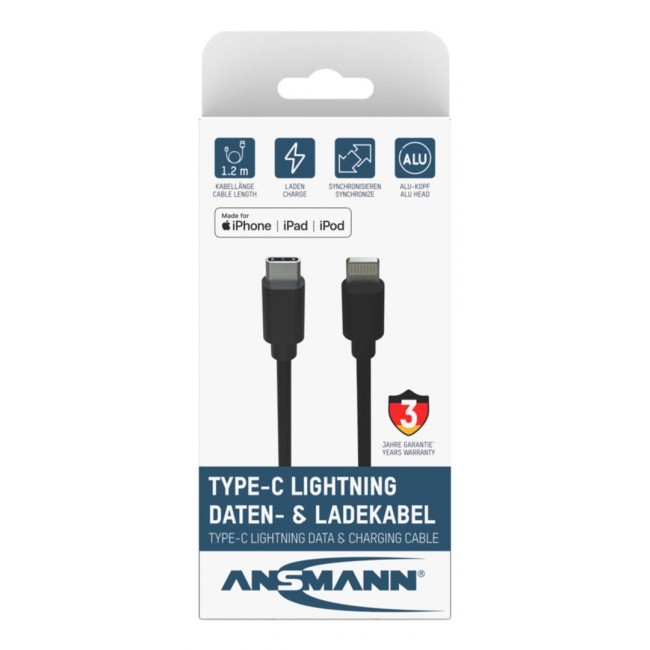 Ansmann 1700-0106 mobile phone cable Black 0.12 m USB C Lightning Ansmann 1700-0106 mobile phone cable Black 0.12 m USB C Lightning
